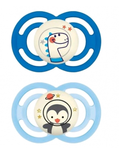 CHUPETE SILICONA MAM PERFECT NIGHT + 6 M AZUL