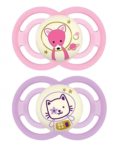 CHUPETE SILICONA MAM PERFECT NIGHT + 6 M ROSA